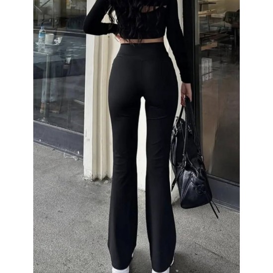 Kadın Geniş Korsaj Bel Detaylı Paçaya Doğru Geniş Yüksek Bel Dalgıç Pantolon , 31324