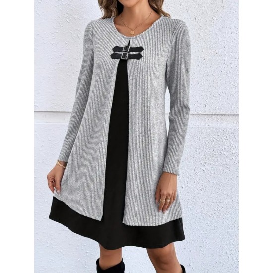 Kadın Uzun Kollu önü Tokalı şardonlu Kaşkorse Iç Kısmı Viskon Midi Elbise Ikili Takım , 31327 Kadın Uzun Kollu önü Tokalı şardonlu Kaşkorse Iç Kısmı Viskon Midi Elbise Ikili Takım , 31327