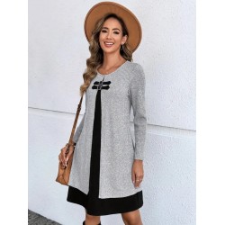 Kadın Uzun Kollu önü Tokalı şardonlu Kaşkorse Iç Kısmı Viskon Midi Elbise Ikili Takım , 31327