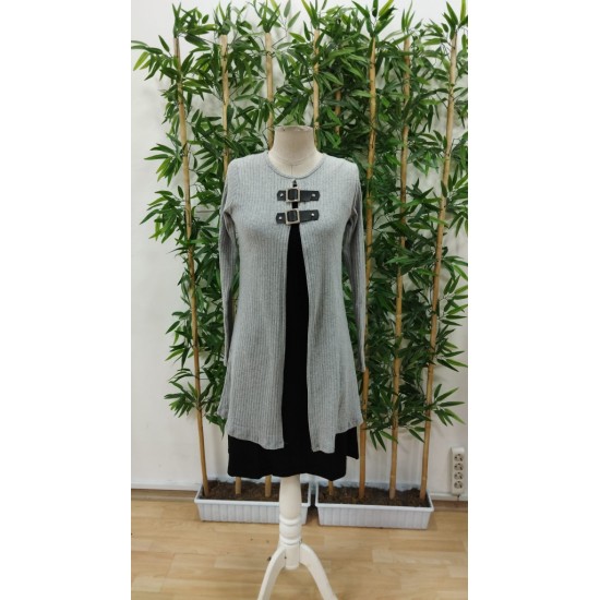 Kadın Uzun Kollu önü Tokalı şardonlu Kaşkorse Iç Kısmı Viskon Midi Elbise Ikili Takım , 31327 Kadın Uzun Kollu önü Tokalı şardonlu Kaşkorse Iç Kısmı Viskon Midi Elbise Ikili Takım , 31327