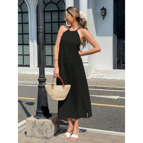 Kadın Omuzlardan Açık Boyundan Bağlamalı Arkası çapraz Detaylı Uzun Viskon Elbise , 31335 Kadın Omuzlardan Açık Boyundan Bağlamalı Arkası çapraz Detaylı Uzun Viskon Elbise , 31335