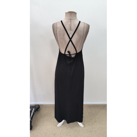 Kadın Omuzlardan Açık Boyundan Bağlamalı Arkası çapraz Detaylı Uzun Viskon Elbise , 31335 Kadın Omuzlardan Açık Boyundan Bağlamalı Arkası çapraz Detaylı Uzun Viskon Elbise , 31335