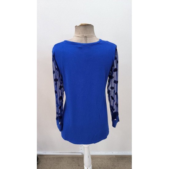 Kadın Uzun Kollu Yakadan Düğmeli Kolları Tül Detaylı Viskon Bluz, 31334 Kadın Uzun Kollu Yakadan Düğmeli Kolları Tül Detaylı Viskon Bluz, 31334