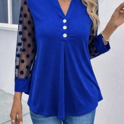 Kadın Uzun Kollu Yakadan Düğmeli Kolları Tül Detaylı Viskon Bluz, 31334 Kadın Uzun Kollu Yakadan Düğmeli Kolları Tül Detaylı Viskon Bluz, 31334