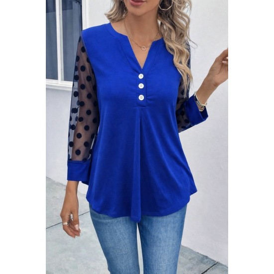 Kadın Uzun Kollu Yakadan Düğmeli Kolları Tül Detaylı Viskon Bluz, 31334 Kadın Uzun Kollu Yakadan Düğmeli Kolları Tül Detaylı Viskon Bluz, 31334