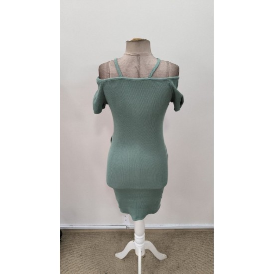 Kadın Askılı önü Fermuarlı Asimetrik Kesim Detaylı Kalın Fitilli Kaşkorse Elbise , 31328