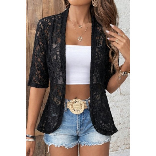 Kadın Kısa Kollu önü Açık Dantelli Ceket, 31348