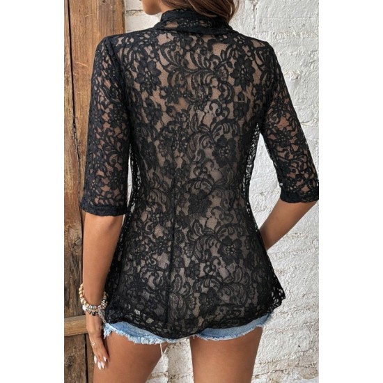 Kadın Kısa Kollu önü Açık Dantelli Ceket, 31348