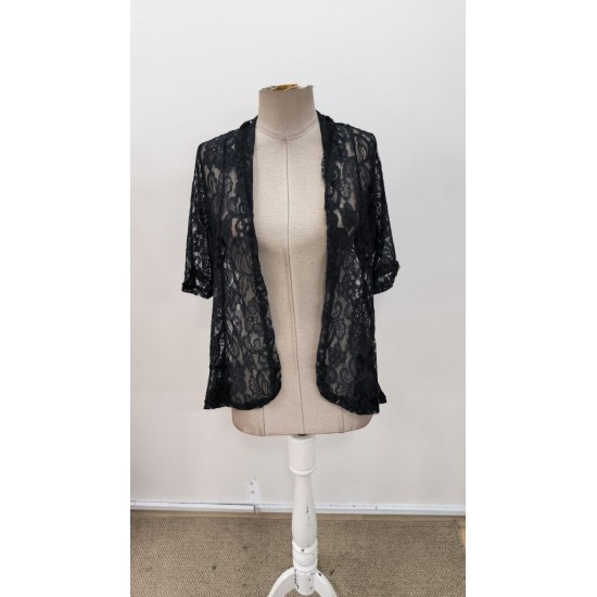 Kadın Kısa Kollu önü Açık Dantelli Ceket, 31348