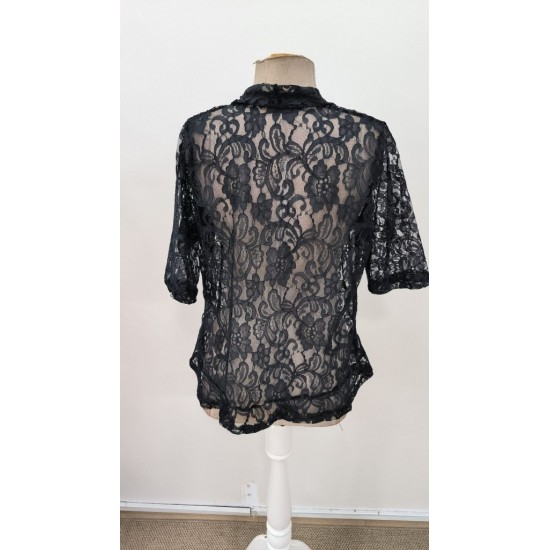 Kadın Kısa Kollu önü Açık Dantelli Ceket, 31348