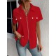 Kadın Kısa Kollu Ceket Yaka önü Fermuarlı Cep Detay Kısa Kol Ithal Krep Bluz, 31346