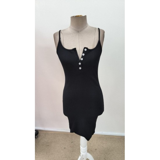 Kadın Askılı önden Düğmeli Kısa Kaşkorse Elbise , 31339