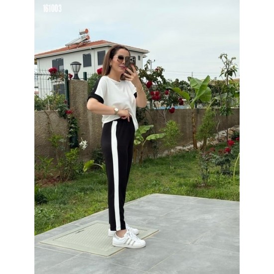 Kadın Kısa Kollu Modal Dokulu Kumaş Yanı şeritli Takım, 31349