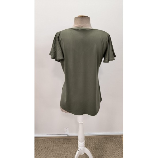 Kadın Kısa Kollu V Yakalı Viskon Bluz, 31379 Kadın Kısa Kollu V Yakalı Viskon Bluz, 31379