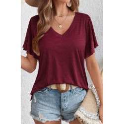 Kadın Kısa Kollu V Yakalı Viskon Bluz, 31378