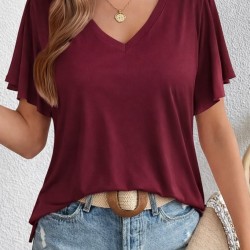 Kadın Kısa Kollu V Yakalı Viskon Bluz, 31378 Kadın Kısa Kollu V Yakalı Viskon Bluz, 31378