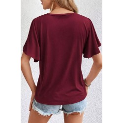 Kadın Kısa Kollu V Yakalı Viskon Bluz, 31378 Kadın Kısa Kollu V Yakalı Viskon Bluz, 31378