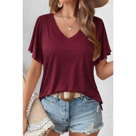 Kadın Kısa Kollu V Yakalı Viskon Bluz, 31378 Kadın Kısa Kollu V Yakalı Viskon Bluz, 31378