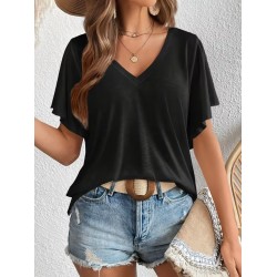 Kadın Kısa Kollu V Yakalı Viskon Bluz , 31377