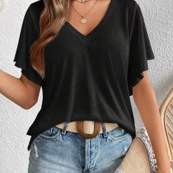 Kadın Kısa Kollu V Yakalı Viskon Bluz , 31377