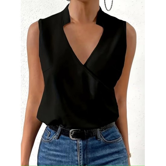 Kadın Kolsuz Hakim Yakalı Kalp Yaka Detaylı Sandy Bluz , 31374 Kadın Kolsuz Hakim Yakalı Kalp Yaka Detaylı Sandy Bluz , 31374