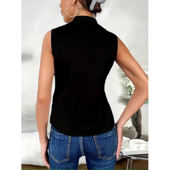 Kadın Kolsuz Hakim Yakalı Kalp Yaka Detaylı Sandy Bluz , 31374 Kadın Kolsuz Hakim Yakalı Kalp Yaka Detaylı Sandy Bluz , 31374