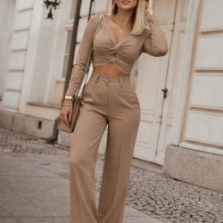 Kadın Uzun Kollu Göğüs Dekolteli Ithal Krep Bluz Ve Pantolon Ikili Takım , 31391 Kadın Uzun Kollu Göğüs Dekolteli Ithal Krep Bluz Ve Pantolon Ikili Takım , 31391