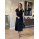 Kadın Kısa Kollu Yakadan Ve Etekten Fermuarlı Midi Viskon Iki Iplik Elbise , 31382