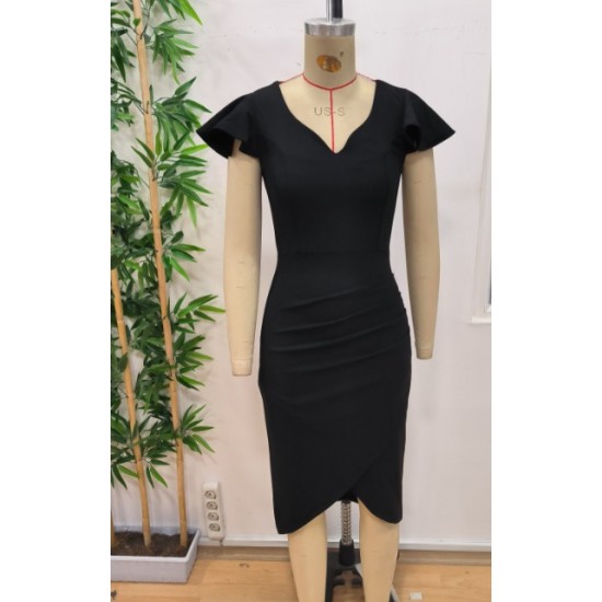 Kadın Kısa Kollu Kalp Yaka Yanlardan Büzgü Detay Midi Ithal Krep Elbise, 31393 Kadın Kısa Kollu Kalp Yaka Yanlardan Büzgü Detay Midi Ithal Krep Elbise, 31393