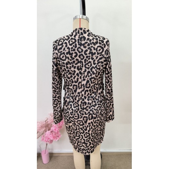 Kadın Uzun Kollu önü Açık Leopar Desen Modal Ceket Ve Etek Ikili Takım , 31396