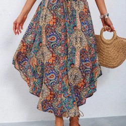 Kadın Beli Lastikli Bağcıklı Asimetrik Kesim Detaylı Desenli Bürümcük Etek, 31395 Kadın Beli Lastikli Bağcıklı Asimetrik Kesim Detaylı Desenli Bürümcük Etek, 31395