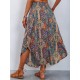 Kadın Beli Lastikli Bağcıklı Asimetrik Kesim Detaylı Desenli Bürümcük Etek, 31395