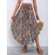 Kadın Beli Lastikli Bağcıklı Asimetrik Kesim Detaylı Desenli Bürümcük Etek, 31395