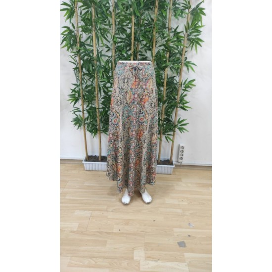 Kadın Beli Lastikli Bağcıklı Asimetrik Kesim Detaylı Desenli Bürümcük Etek, 31395