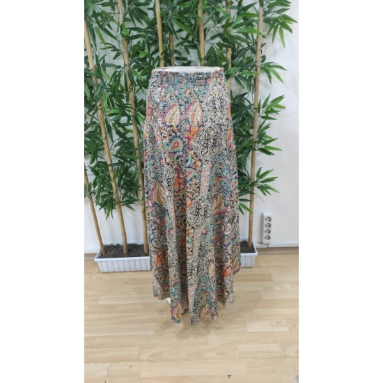 Kadın Beli Lastikli Bağcıklı Asimetrik Kesim Detaylı Desenli Bürümcük Etek, 31395