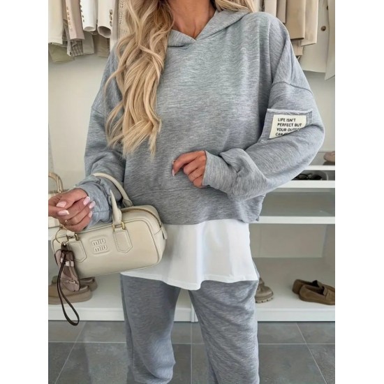 Kadın Uzun Kollu Kapşonlu Viskon Iki Iplik Bluz Ve Pantolon Ikili Takım , 31407 Kadın Uzun Kollu Kapşonlu Viskon Iki Iplik Bluz Ve Pantolon Ikili Takım , 31407