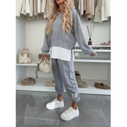 Kadın Uzun Kollu Kapşonlu Viskon Iki Iplik Bluz Ve Pantolon Ikili Takım , 31407