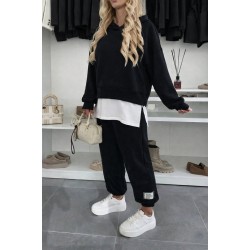 Kadın Uzun Kollu Kapşonlu Viskon Iki Iplik Bluz Ve Pantolon Ikili Takım , 31405