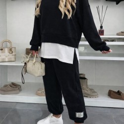 Kadın Uzun Kollu Kapşonlu Viskon Iki Iplik Bluz Ve Pantolon Ikili Takım , 31405 Kadın Uzun Kollu Kapşonlu Viskon Iki Iplik Bluz Ve Pantolon Ikili Takım , 31405