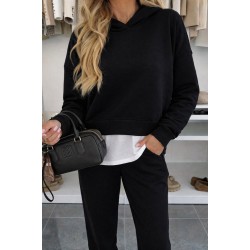 Kadın Uzun Kollu Kapşonlu Viskon Iki Iplik Bluz Ve Pantolon Ikili Takım , 31405