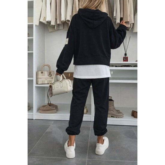 Kadın Uzun Kollu Kapşonlu Viskon Iki Iplik Bluz Ve Pantolon Ikili Takım , 31405