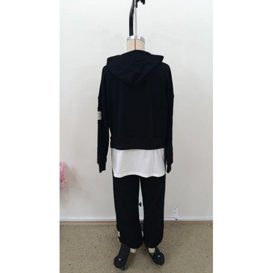 Kadın Uzun Kollu Kapşonlu Viskon Iki Iplik Bluz Ve Pantolon Ikili Takım , 31405