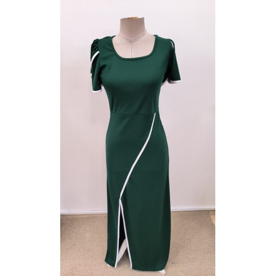 Kadın Kısa Kollu Kare Yakalı önden çapraz Kesim Detaylı Krep Elbise , 31404