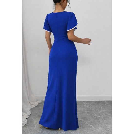 Kadın Kısa Kollu Kare Yakalı önden çapraz Kesim Detaylı Krep Elbise , 31402