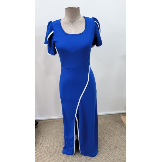 Kadın Kısa Kollu Kare Yakalı önden çapraz Kesim Detaylı Krep Elbise , 31402