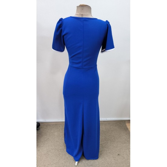 Kadın Kısa Kollu Kare Yakalı önden çapraz Kesim Detaylı Krep Elbise , 31402