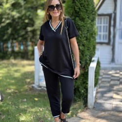 Kadın Kısa Kollu V Yakalı Iki Iplik Bluz Ve Pantolon Ikili Takım , 31399 Kadın Kısa Kollu V Yakalı Iki Iplik Bluz Ve Pantolon Ikili Takım , 31399