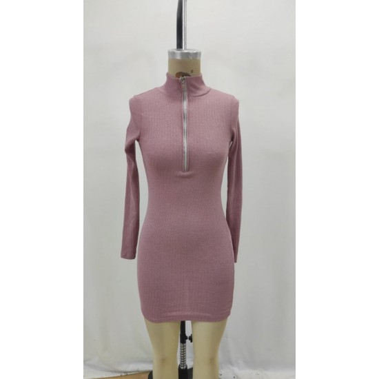 Kadın Uzun Kollu önden Fermuarlı Mini Kaşkorse Elbise , 31408 Kadın Uzun Kollu önden Fermuarlı Mini Kaşkorse Elbise , 31408