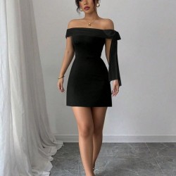 Kadın Madonna Yakalı Kurdela Detaylı Kısa Ithal Krep Elbise, 31411