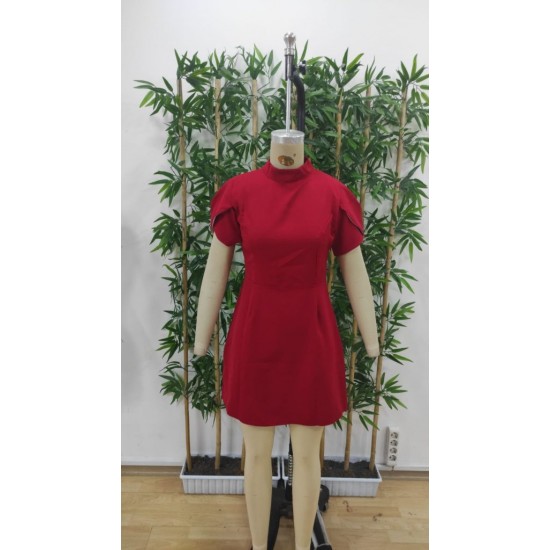 Kadın Kısa Kollu Balıkçı Yaka Arkadan Kelebek Dekolte Detaylı Kısa Atlas Elbise , 31410 Kadın Kısa Kollu Balıkçı Yaka Arkadan Kelebek Dekolte Detaylı Kısa Atlas Elbise , 31410